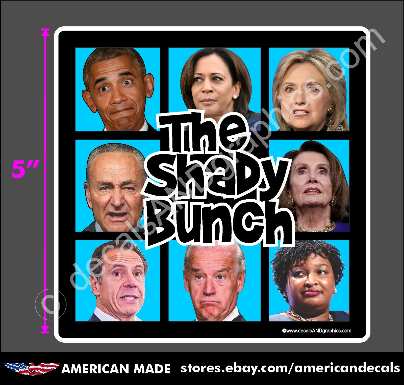 TRUMP 2020 2024 STICKER SHADY BUNCH ANTI DEMOCRAT REFORM MAGA DECAL