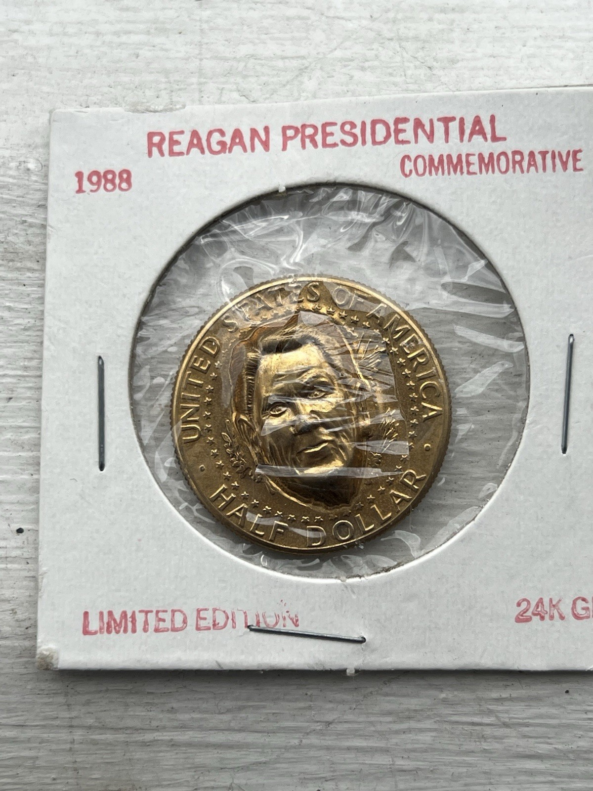 1988 Ronald Reagan Ltd Ed 24K Gold Plated Presidential Commemorative Half Dollar