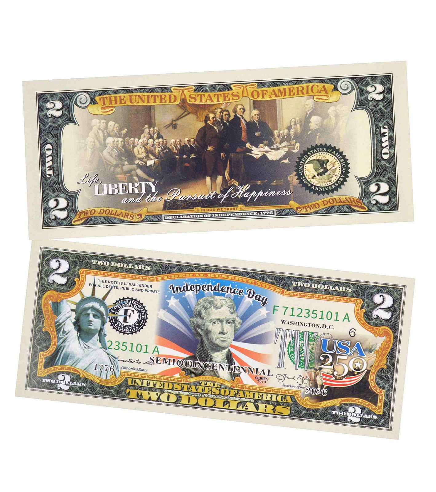 250th Anniversary Collectible $2 Bill | Independence Day 2 Dollar Bill 250 An…