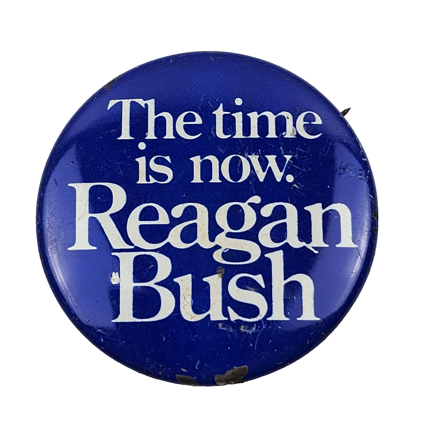 Vintage 1980 Ronald Reagan-Bush-2.25″ Political Button Pin-The Time Is Now