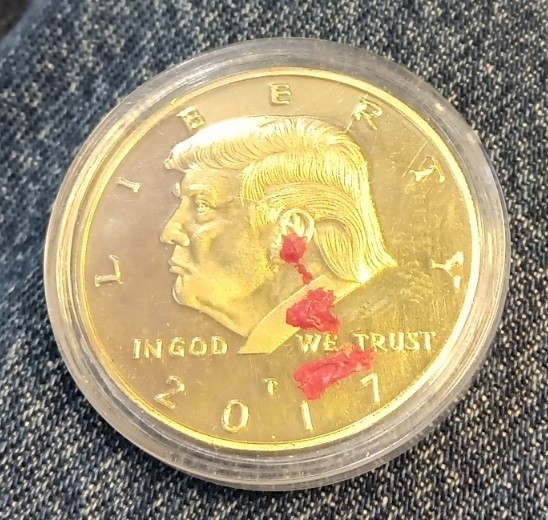 2017 Donald Trump Collectible Gold-Plated Coin with Plastic Case, Bloody Ear