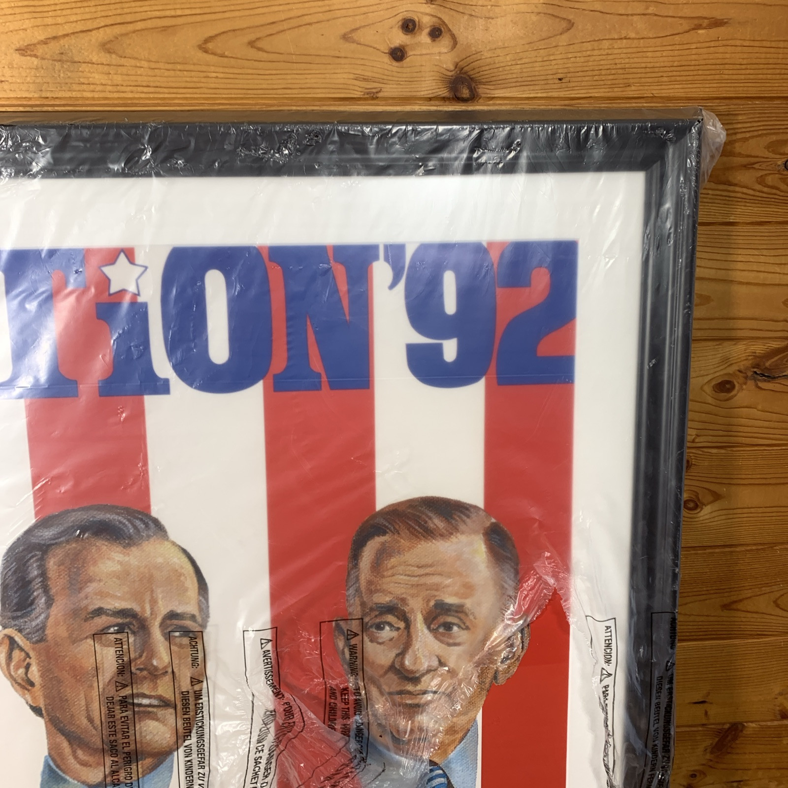 Election 92 1992 POSTER PROMO Frame 34-7/8” x 28-3/4” Bush Clinton Perot Vintage