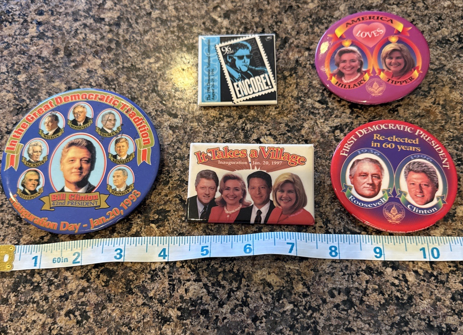 Clinton 1993 1997 Presidential Campaign Election Buttons Democratic Inaugural
