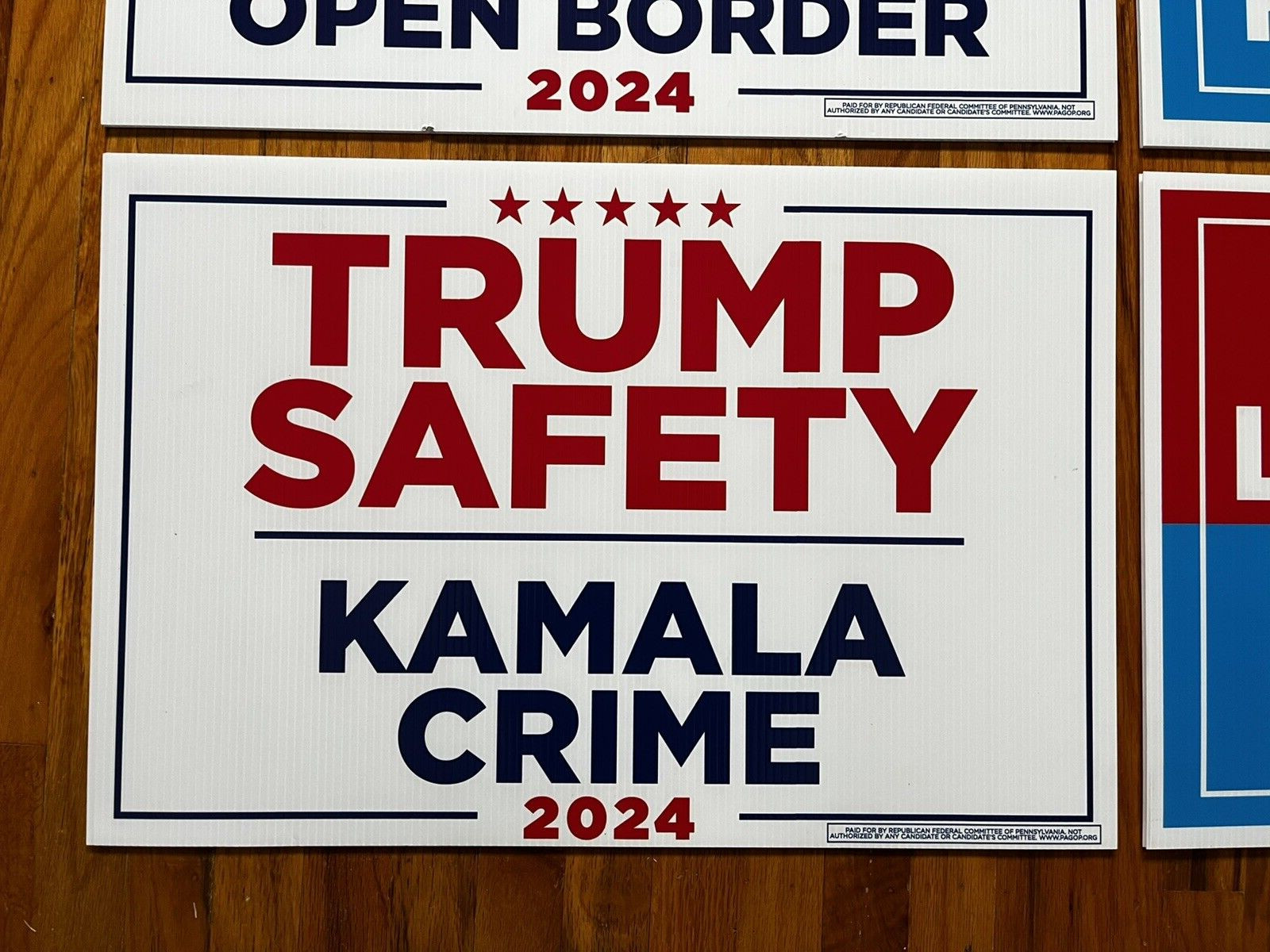 4 Donald Trump Kamala Harris 2024 Double side yard signs Authentic LOT 24″ x 16″