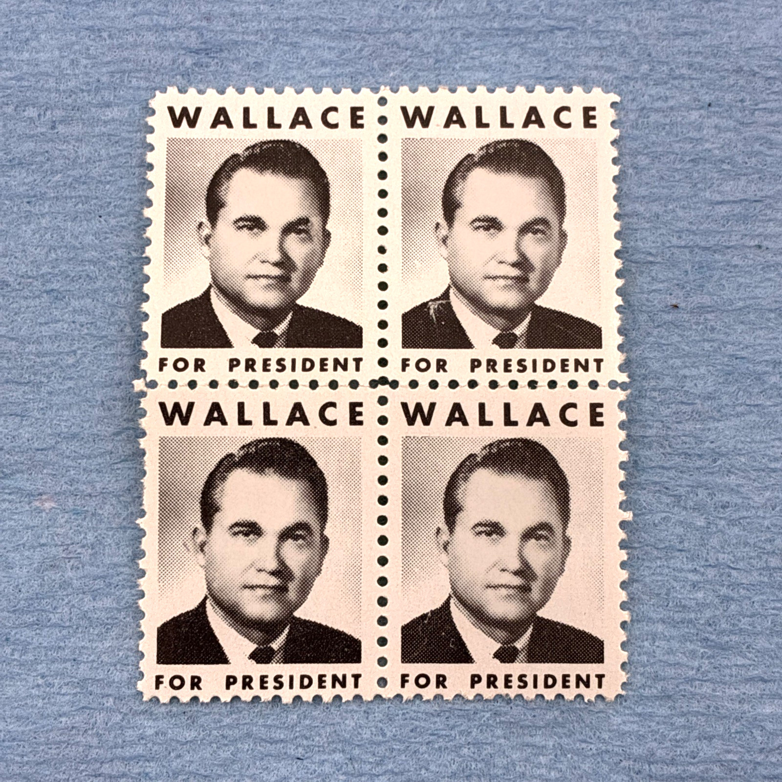 Block of 4 1968 GEORGE WALLACE FOR PRESIDENT Campaign Stamps a643