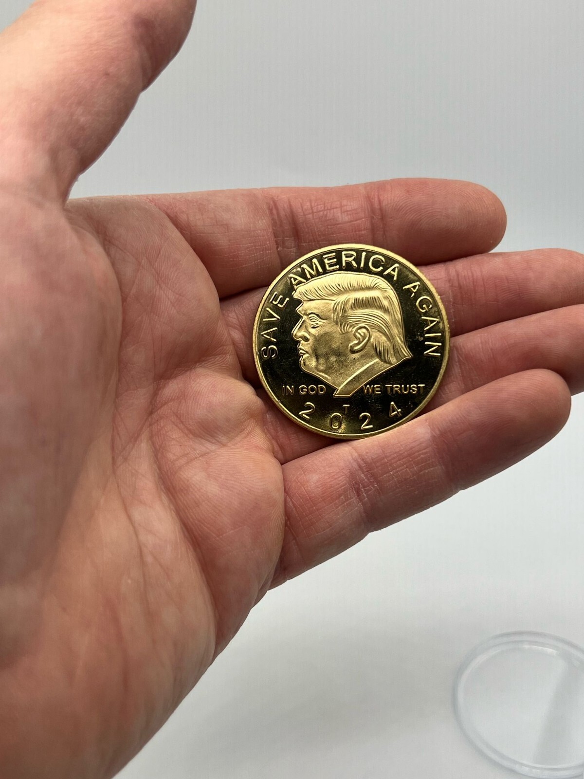 2024 Trump Coin Save America Again Gold Plated Blue Lets go Brandon Collectible