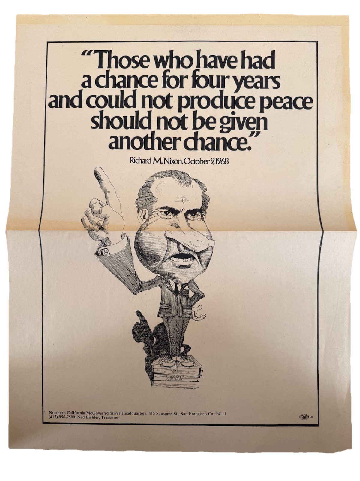 President Richard Nixon Quote McGovern For President Anti Vietnam War Peace