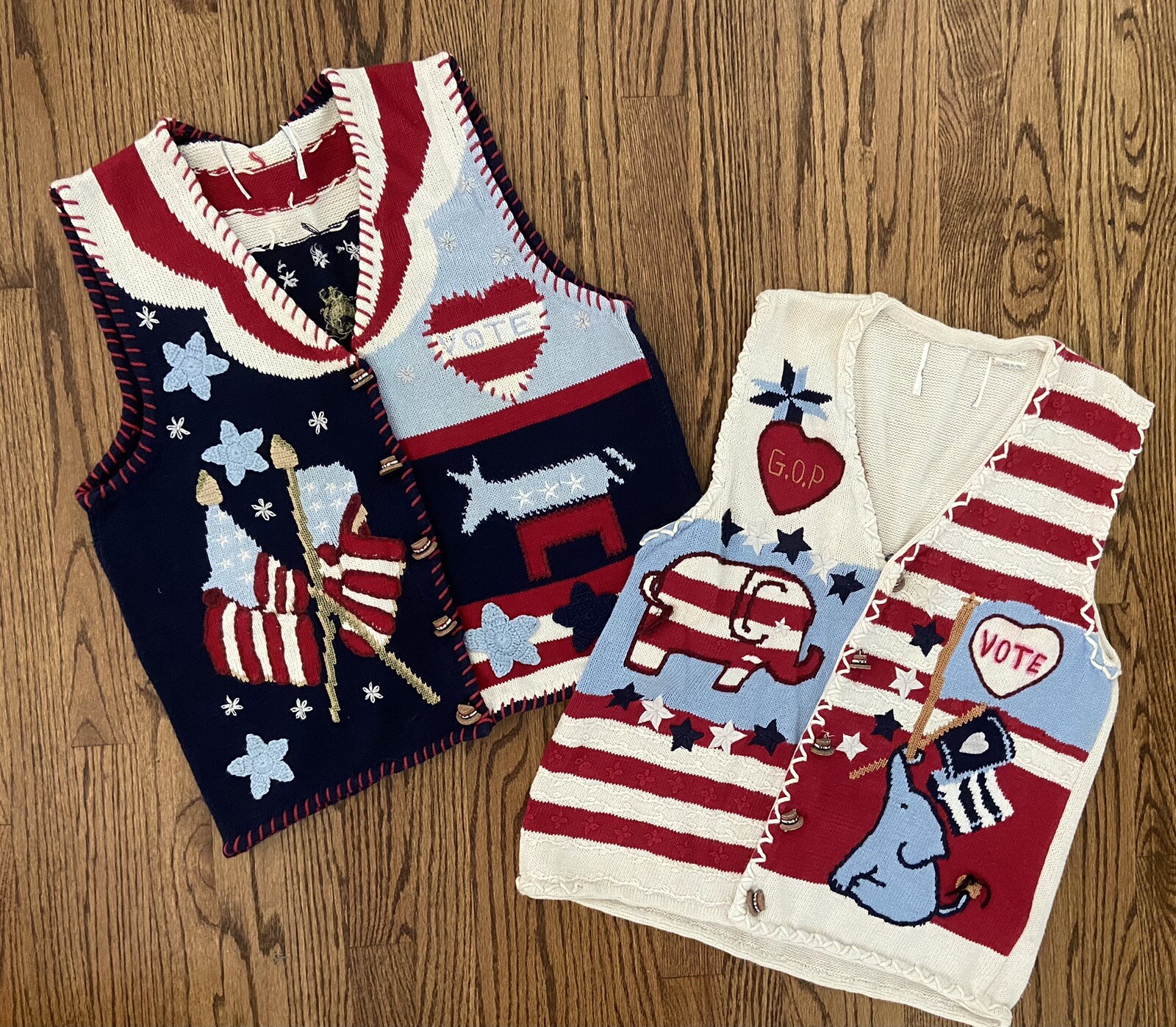 Republican Democrat Divided House Ugly Christmas Sweater Vests VOTE M L