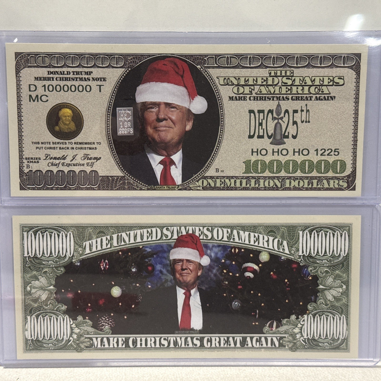 Donald Trump collectors Presidential Million Dollar Bill 1 grain .999 Silver