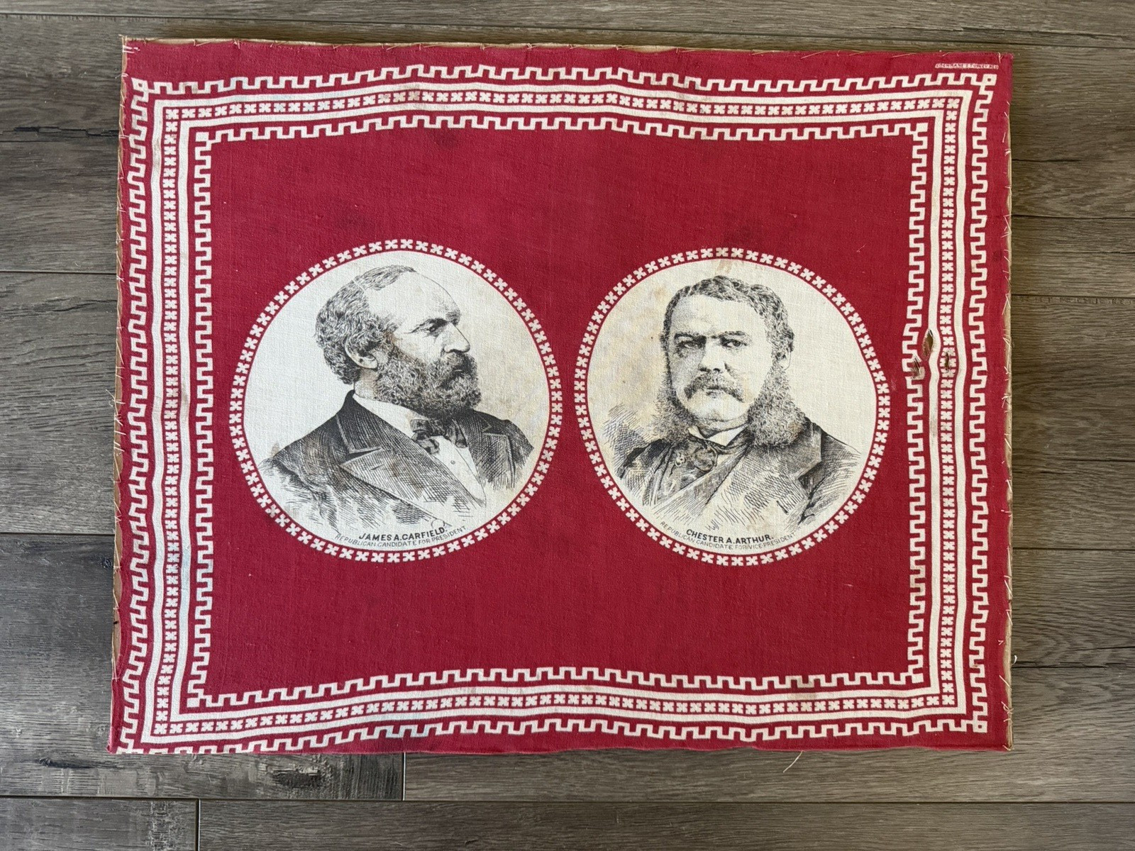 1880 James Garfield and Chester Arthur Cochrane’s Turkey Red Campaign Bandana