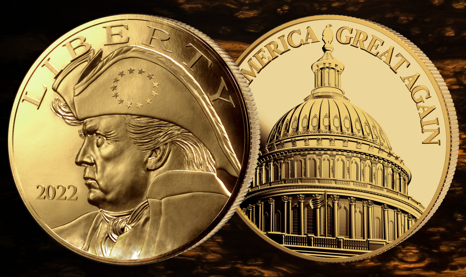 2022 Trump Patriot Gold Coin – US Capitol In Green Velvet Green Box