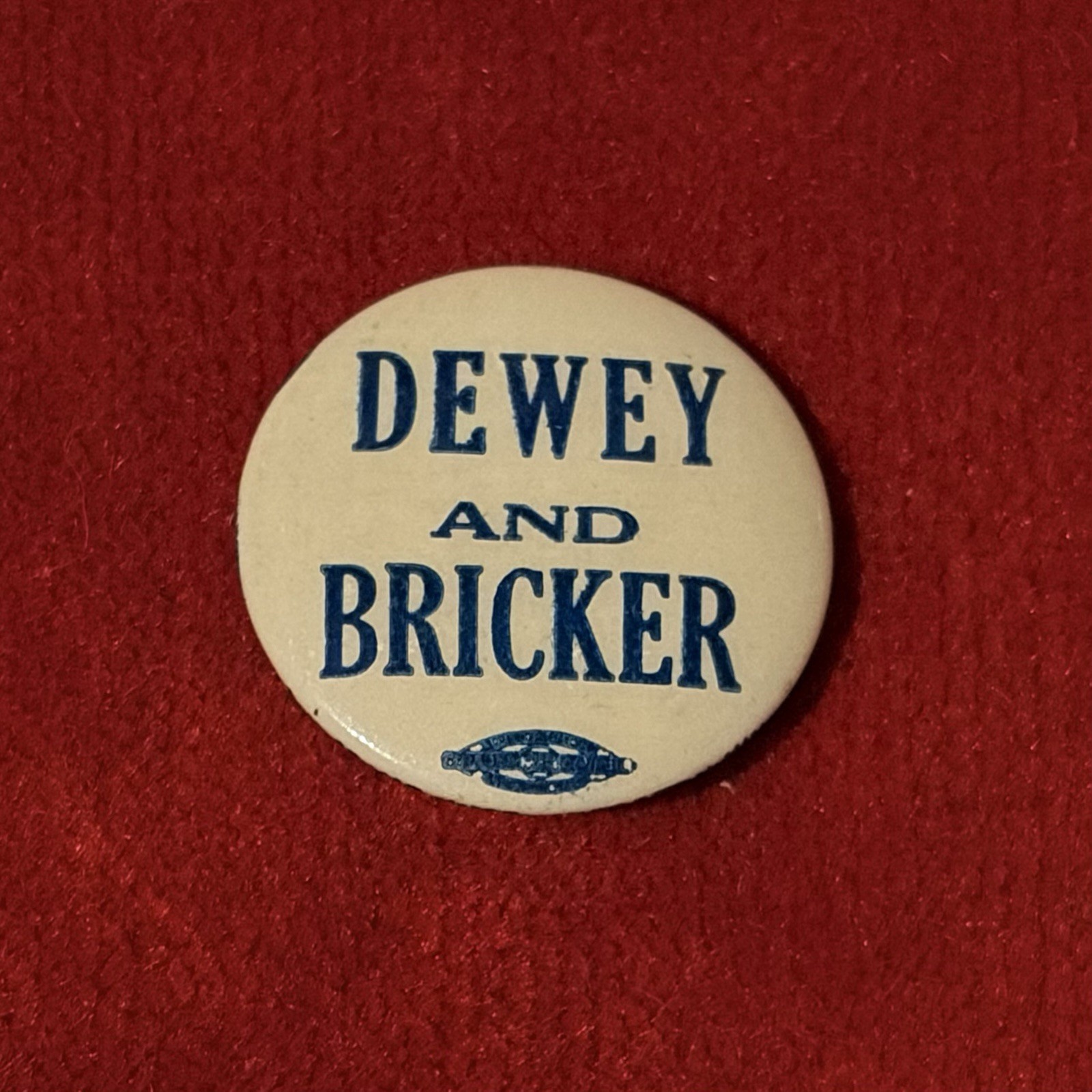 1940s Dewey Presidential Political Pinback “Dewey and Bricker” Pin