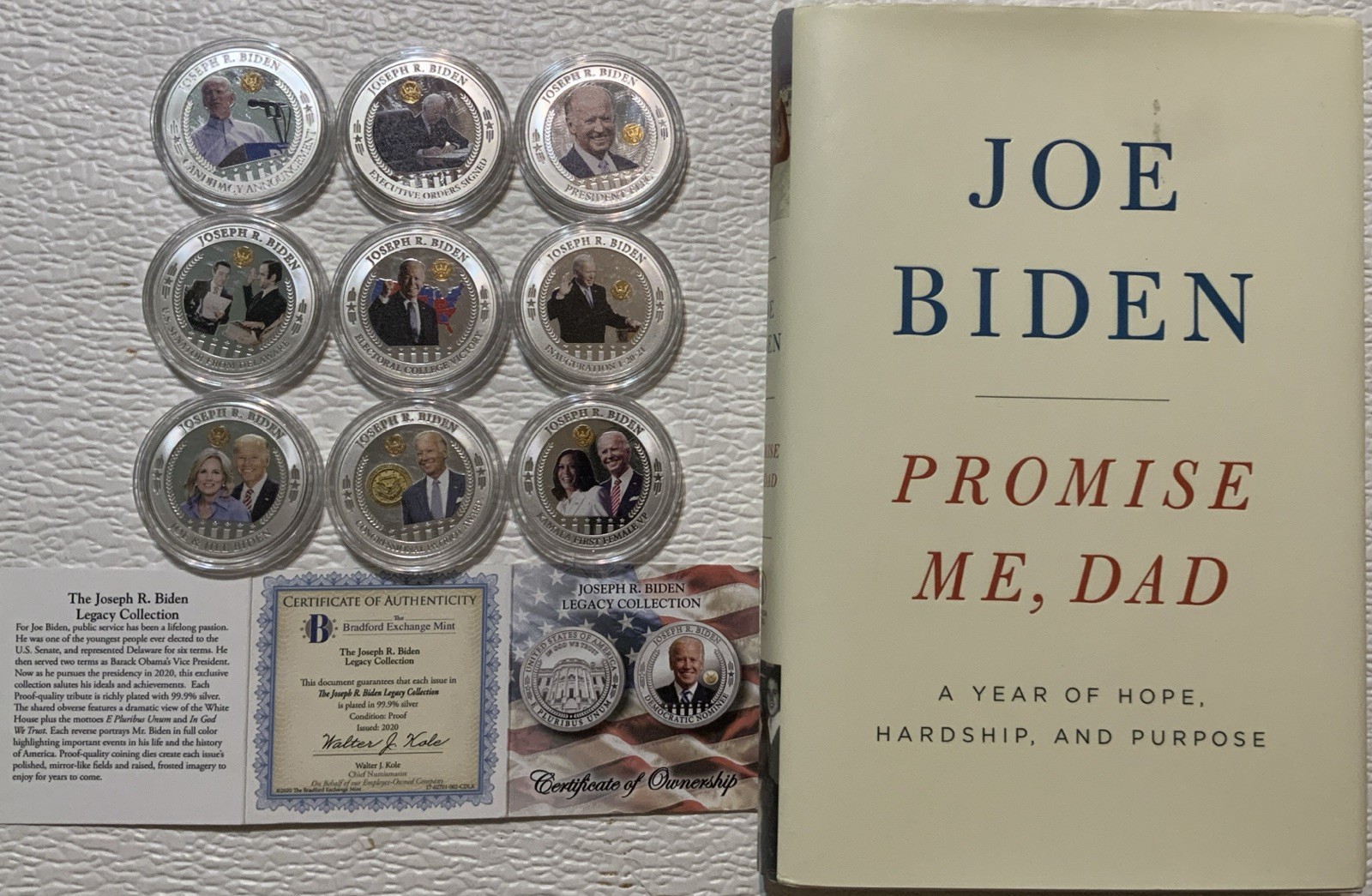 Joe Biden Bradford Exchange Mint Legacy set 9 coin 99.9% Silver Plate&Gold &Book
