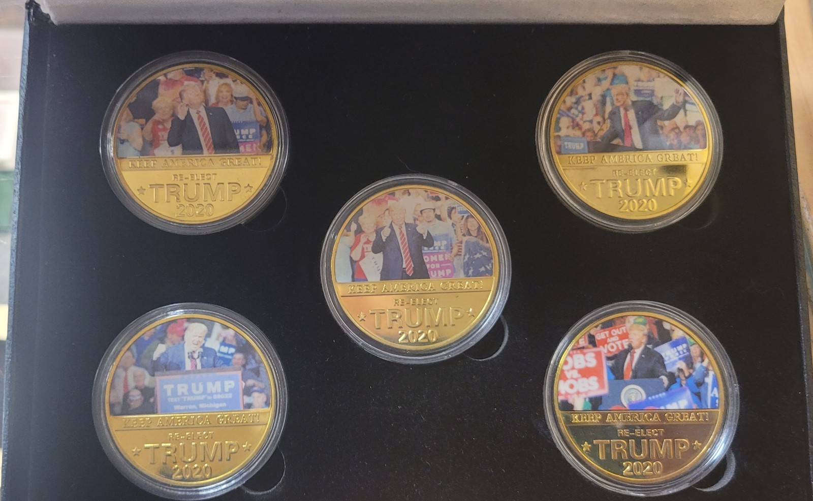 Trump 24k Gold Coin Collection Set Of (5) With Case from Worth Collection