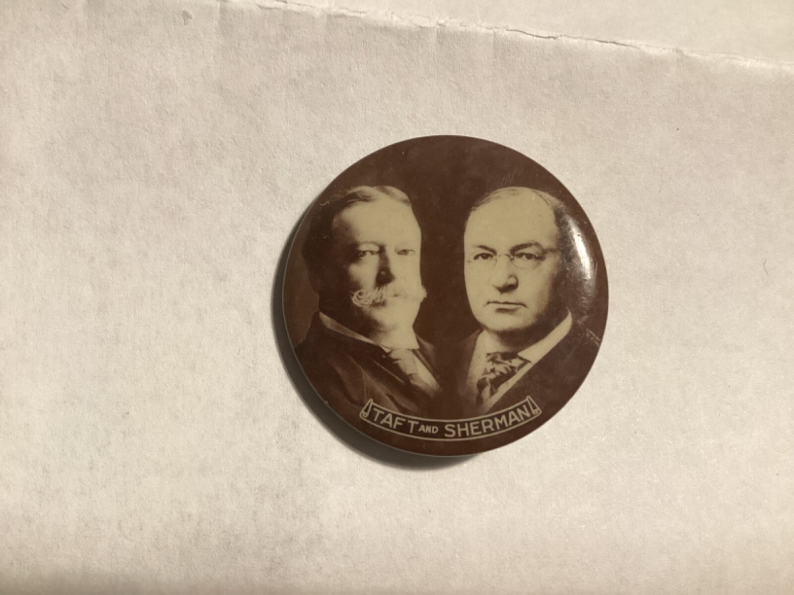1912 William Taft & James Sherman Jugate Prez Campaign 1 1/4” Pin Unlisted