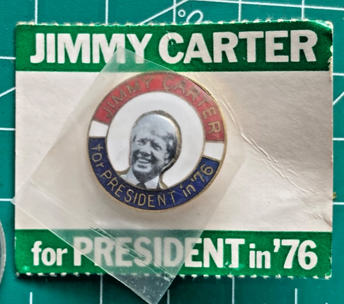VTG NOS Jimmy Carter 1976 For President Official Political Campaign Button Pin