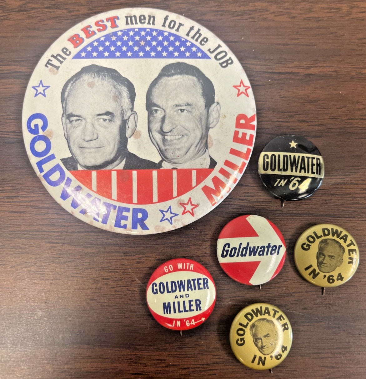 Vintage Lot of 6 Goldwater Miller Presidential Campaign Pinback Buttons