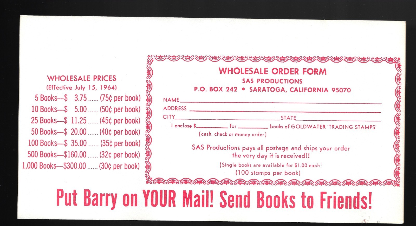 1964 Complete Book of Barry Goldwater Prez Campaign Trading Cinderella Stamps NM