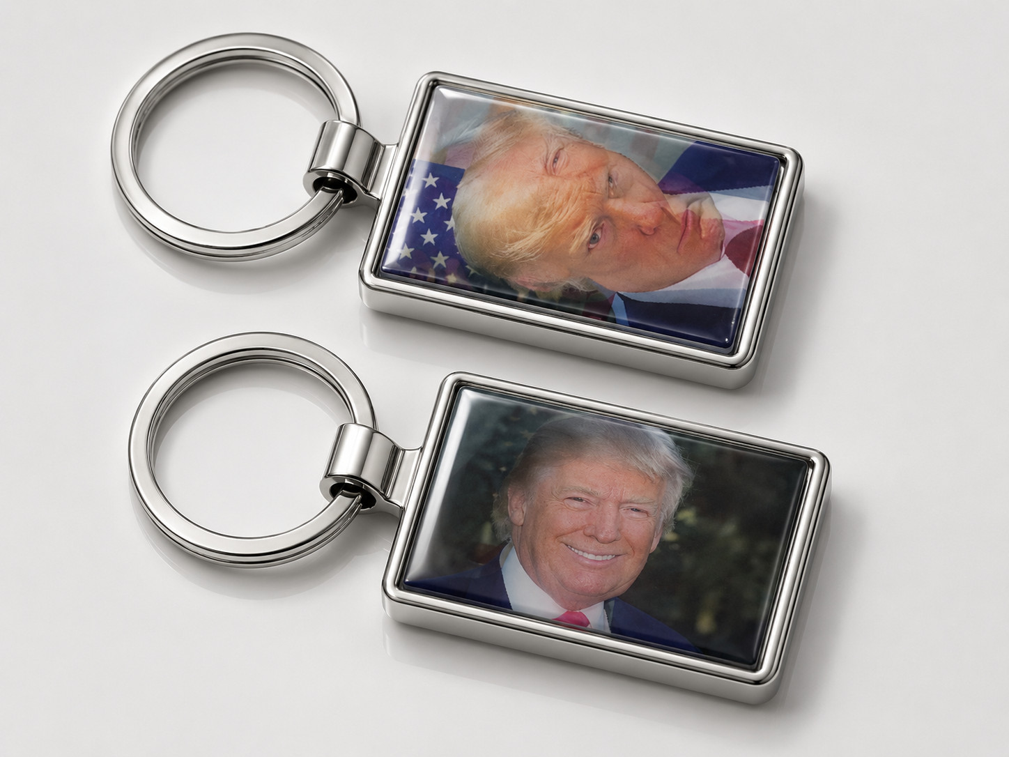 3 – 3D Trump Patriotic Metal Keychain Double-Sided USA Flag Collectible Key Ring