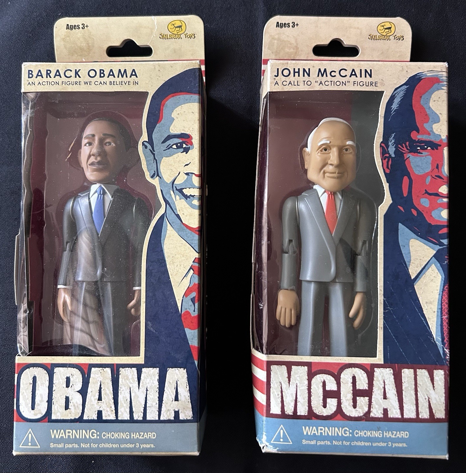 🔥RARE🔥Set of 2 Jailbreak Toys 2008 Presidential Election Obama & McCain NIB
