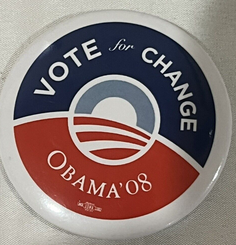 OFFICIAL “VOTE FOR CHANGE” 2008 campaign pin button political 2.25″