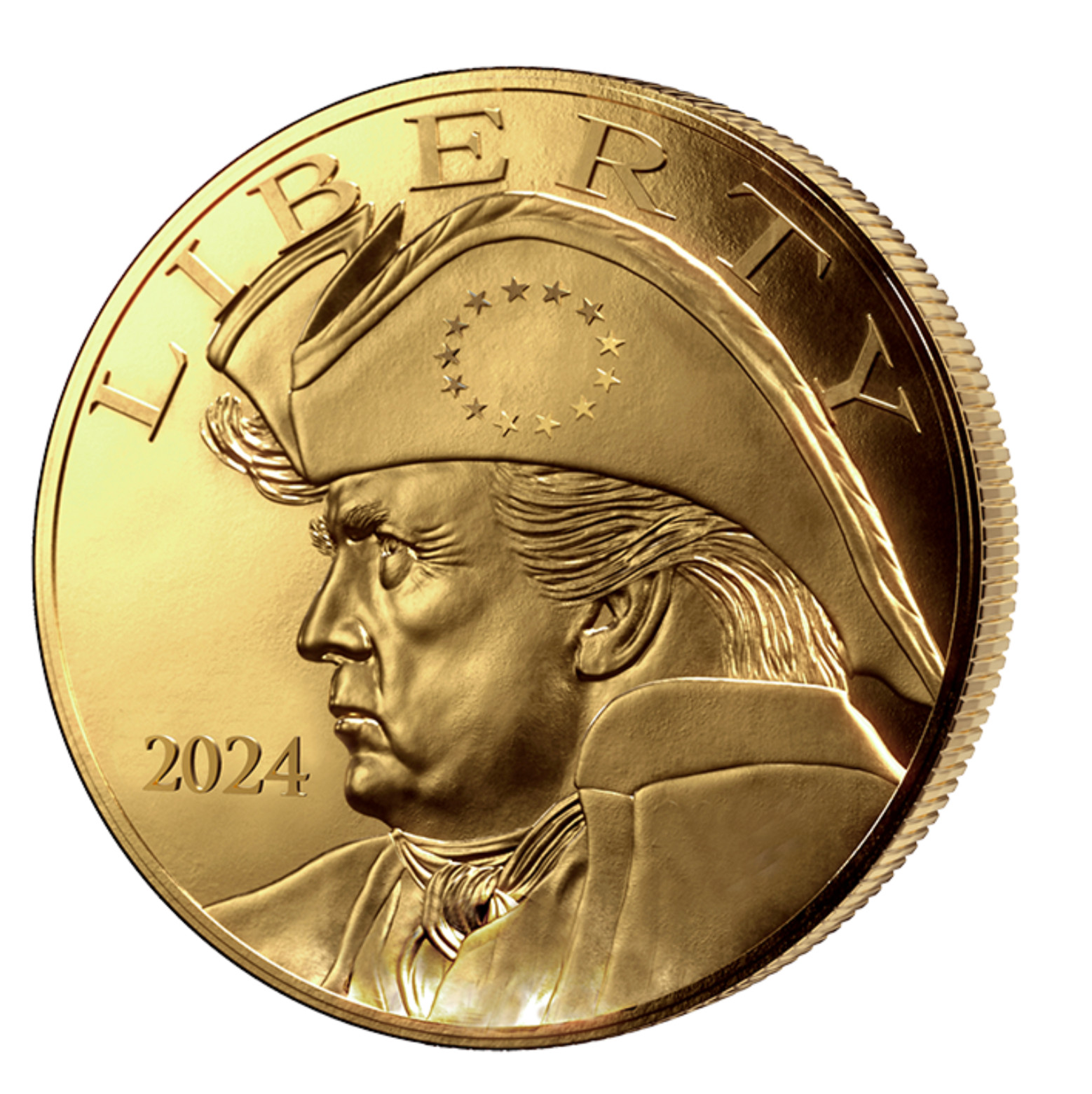 2024 Patriot Trump Gold Commemorative Coin, Uncirculated Reverse Liberty Torch