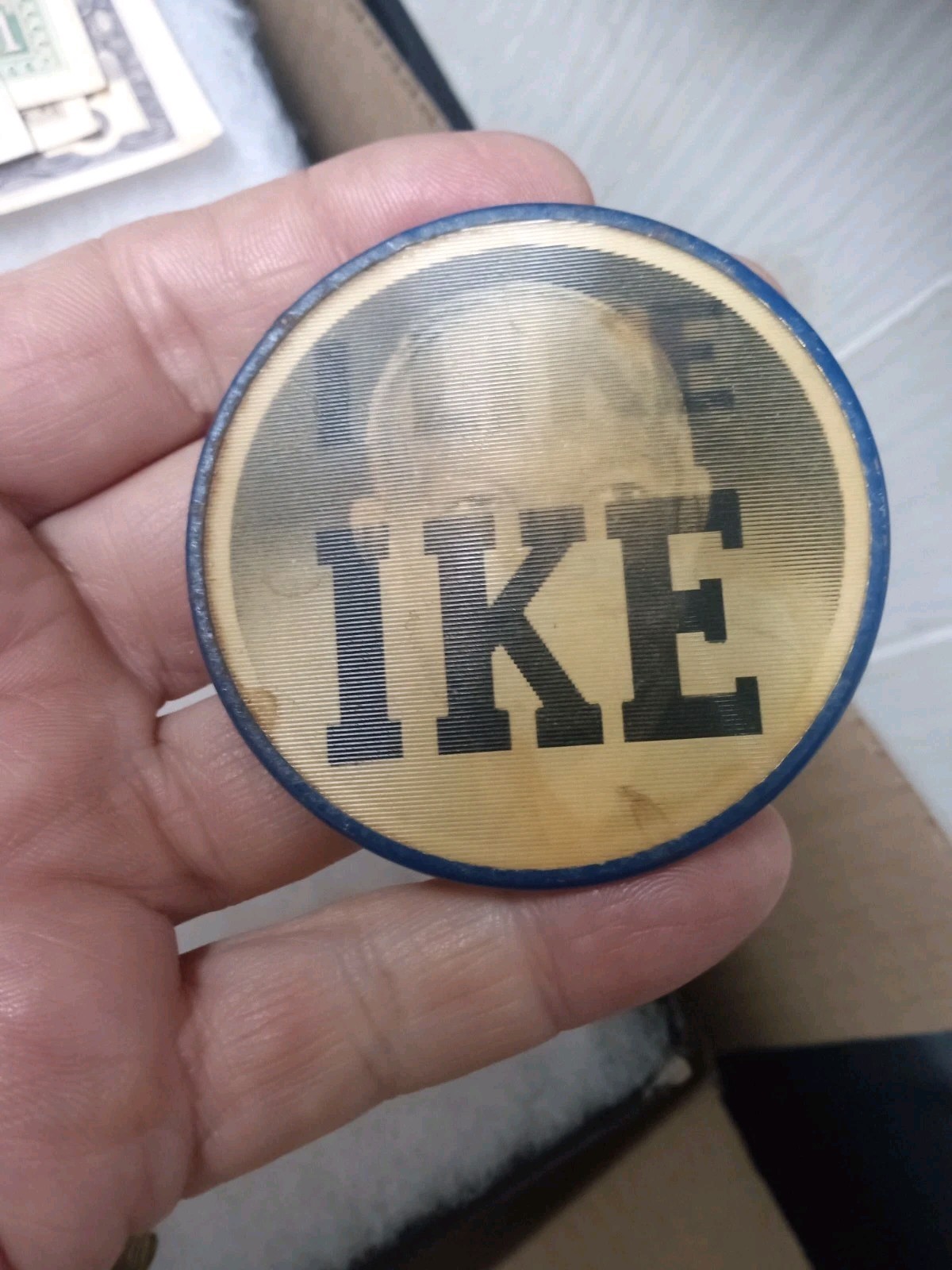 Vtg 1950’s Dwight Eisenhower ‘I Like Ike’ Campaign Flasher Pin Button Pinback