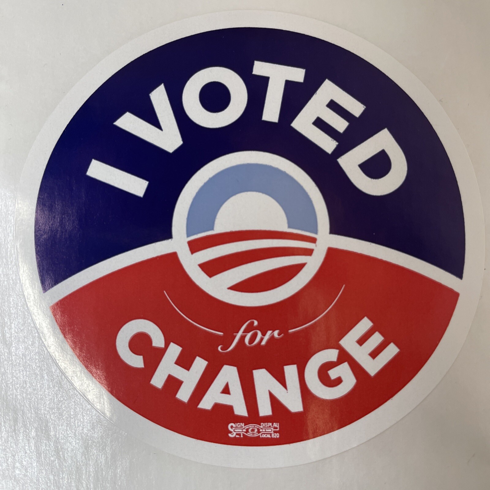Barack Obama Joe Biden “I Voted for Change” 2008 Parade Lapel Sticker NEW 44/46