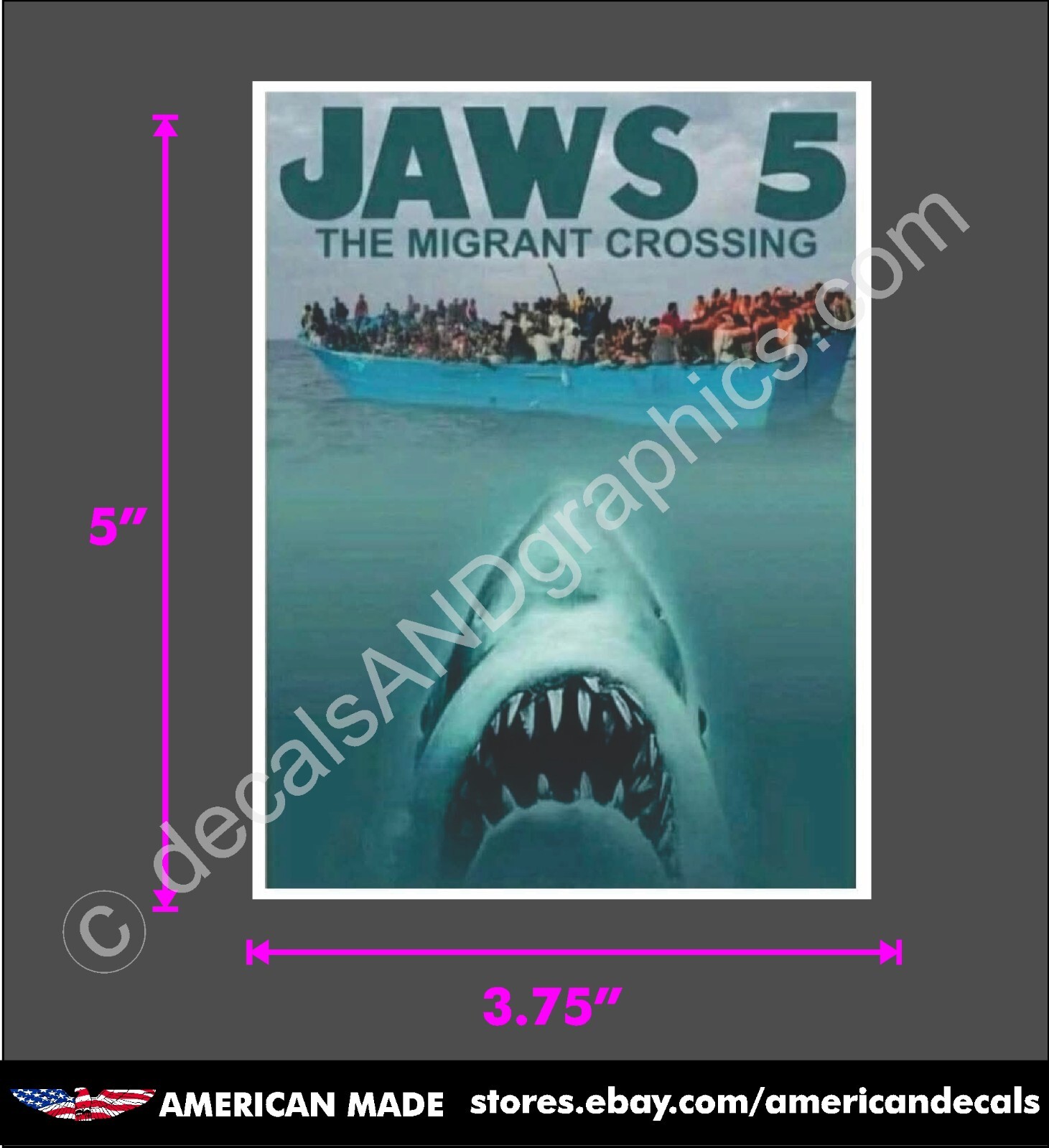 TRUMP 2024 STICKER JAWS 5 ANTI DEMOCRAT DECAL WINDOW