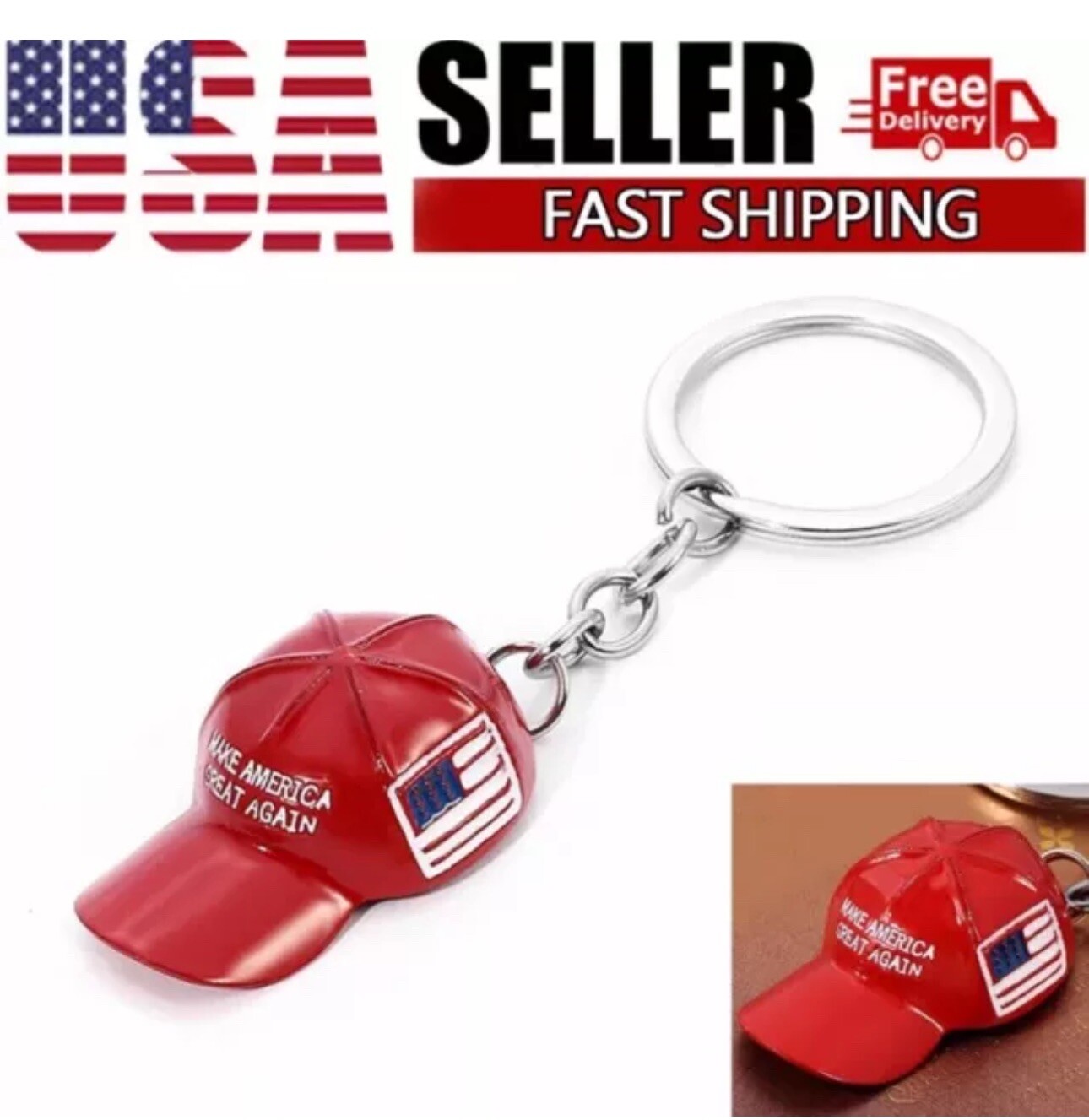 10 PACK TRUMP 2024 Red Hat Metal Keychain Make America Great Again MAGA SET LOT