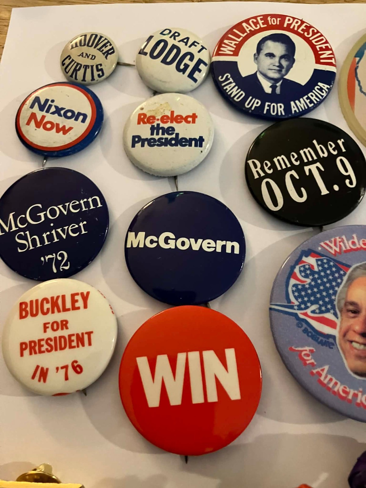 Lot of 16 presidential campaign buttons–vintage to modern –1928 to 2004