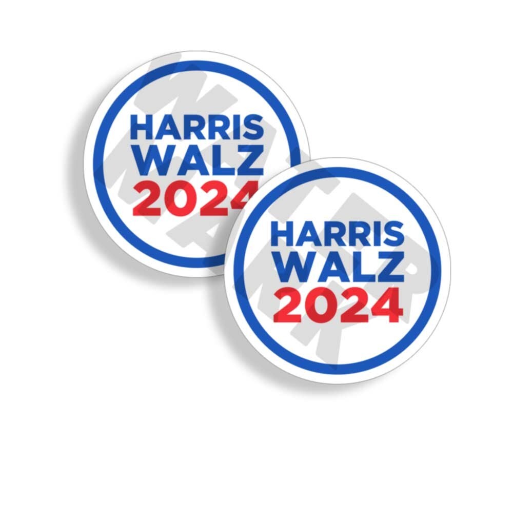HARRIS WALZ 2024 CIRCLE STICKER Democrat 2 PACK 4 INCH