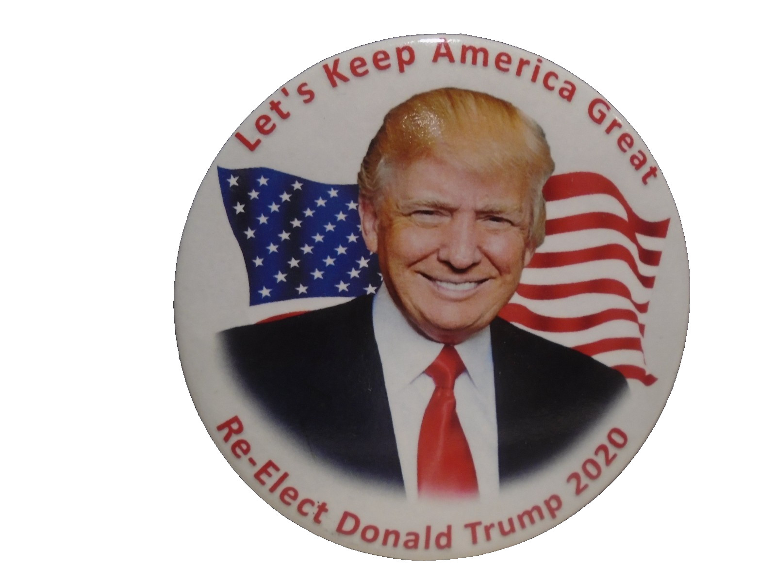 Re-Elect President Donald Trump 2020 Let’s Keep America Great Pin-back Button