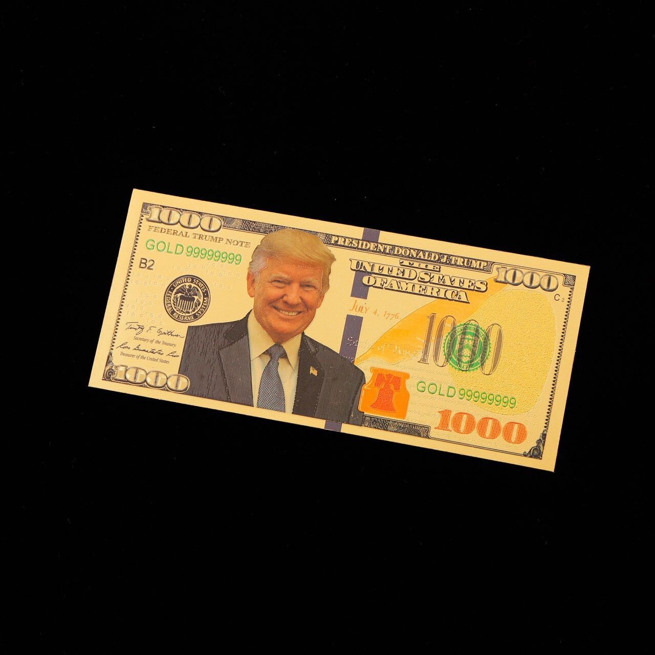 100 Pack 2024 President Donald Trump $1000 Gold Dollar Bills Funny Money Maga