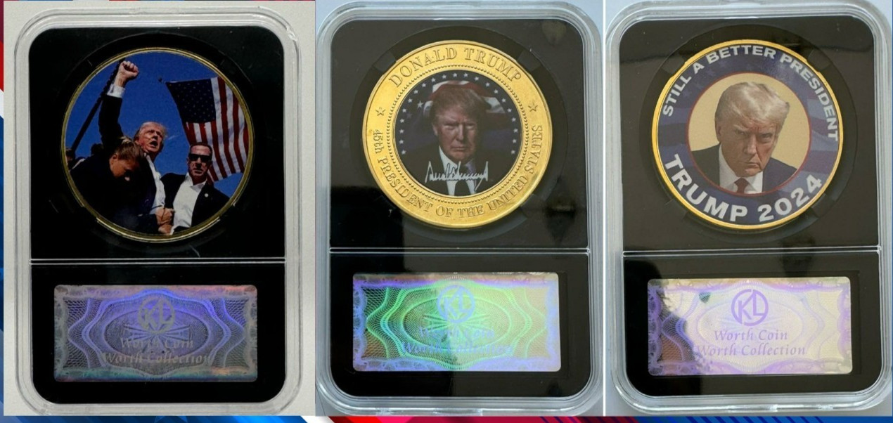 3USA President 2024 Donald Trump Fight Shooting Assassination Gold Coin Souveni