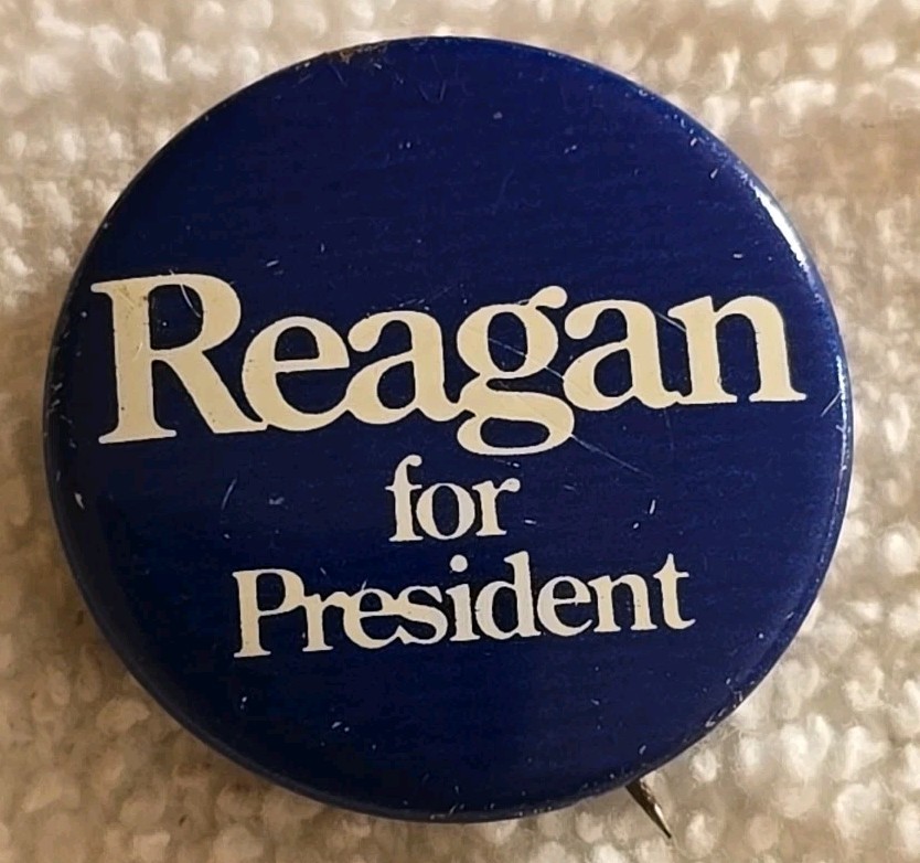 Vintage 1980 Reagan for President Campaign Pinback BUTTON (C1)