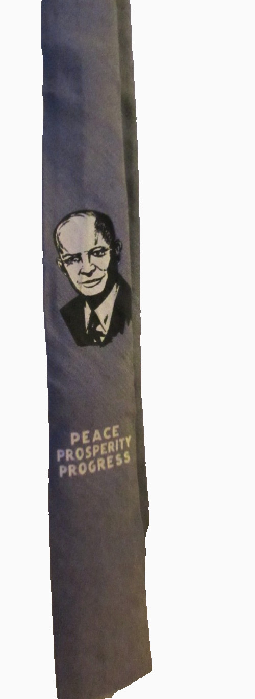 1956 Peace Prosperity Progress Eisenhower Campaign Necktie Cravats by David Blue