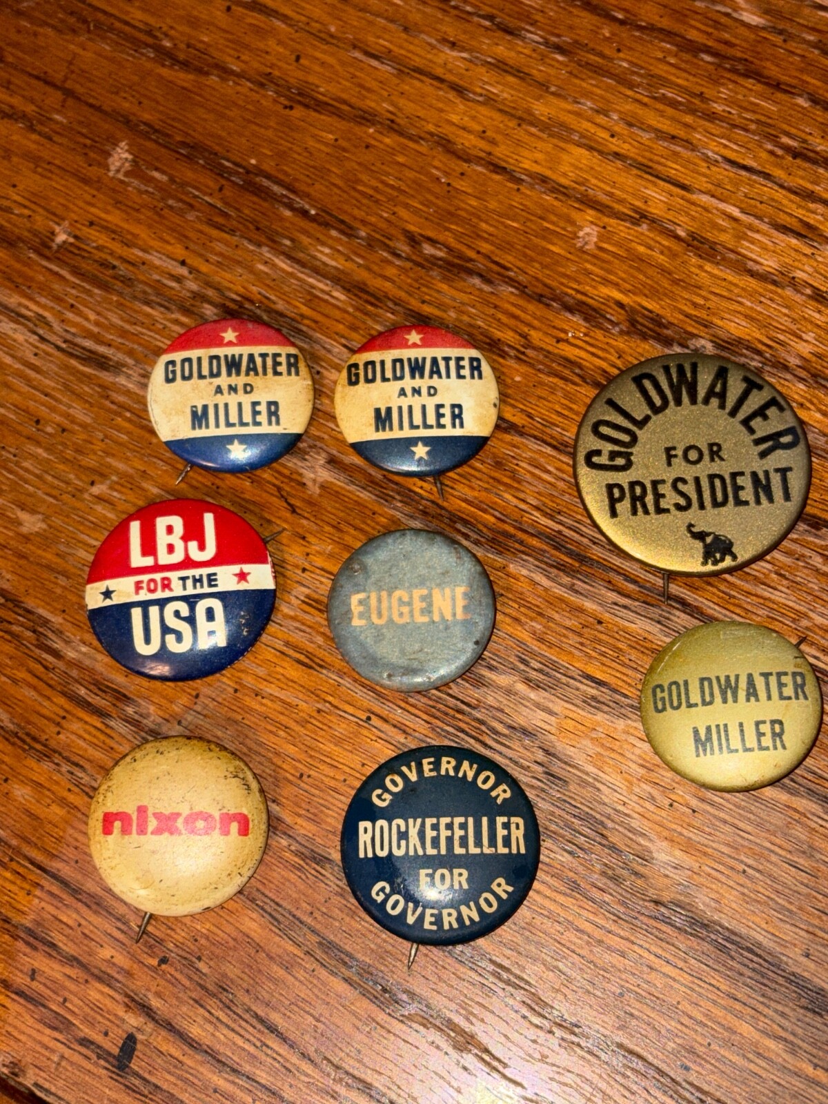 Vintage Rare Mixed Political Buttons- LBJ Goldwater Rockefeller Free Shipping
