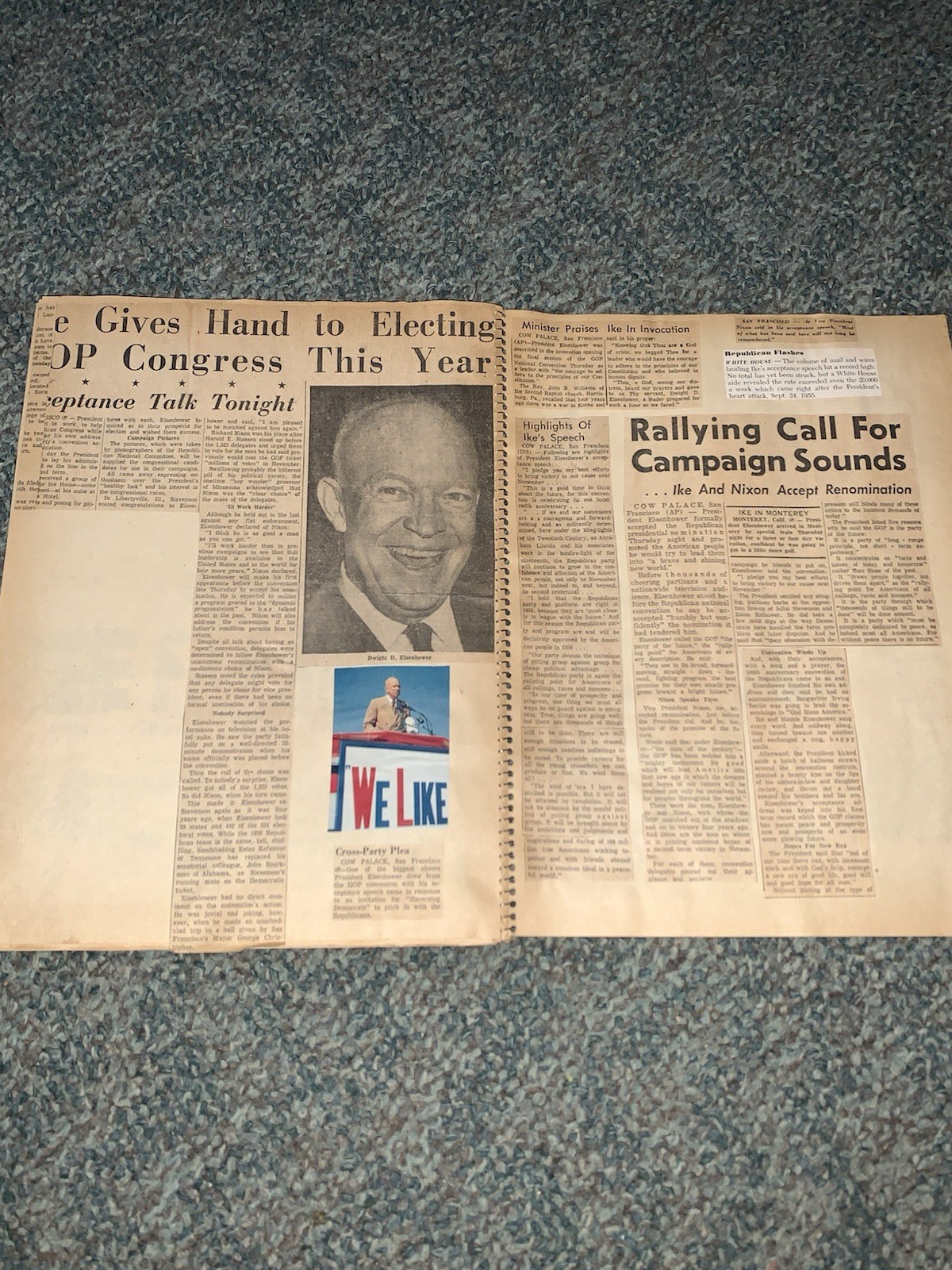 1956 President Eisenhower And GOP Convention Book With 53 Pages,w/Nebraska Ties!