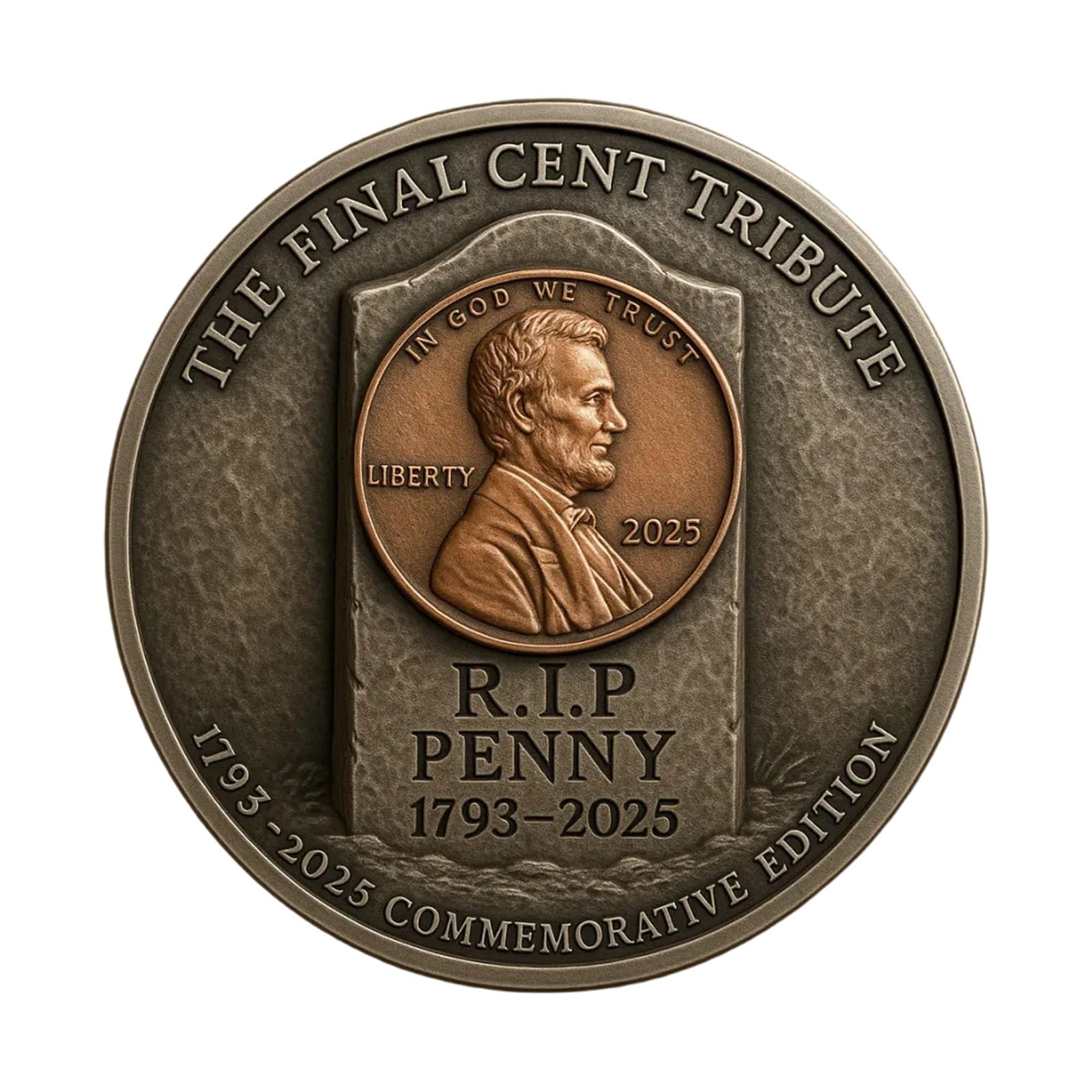 2x The Final Cent Tribute R.I.P. Penny 1793-2025 Commemorative Coin