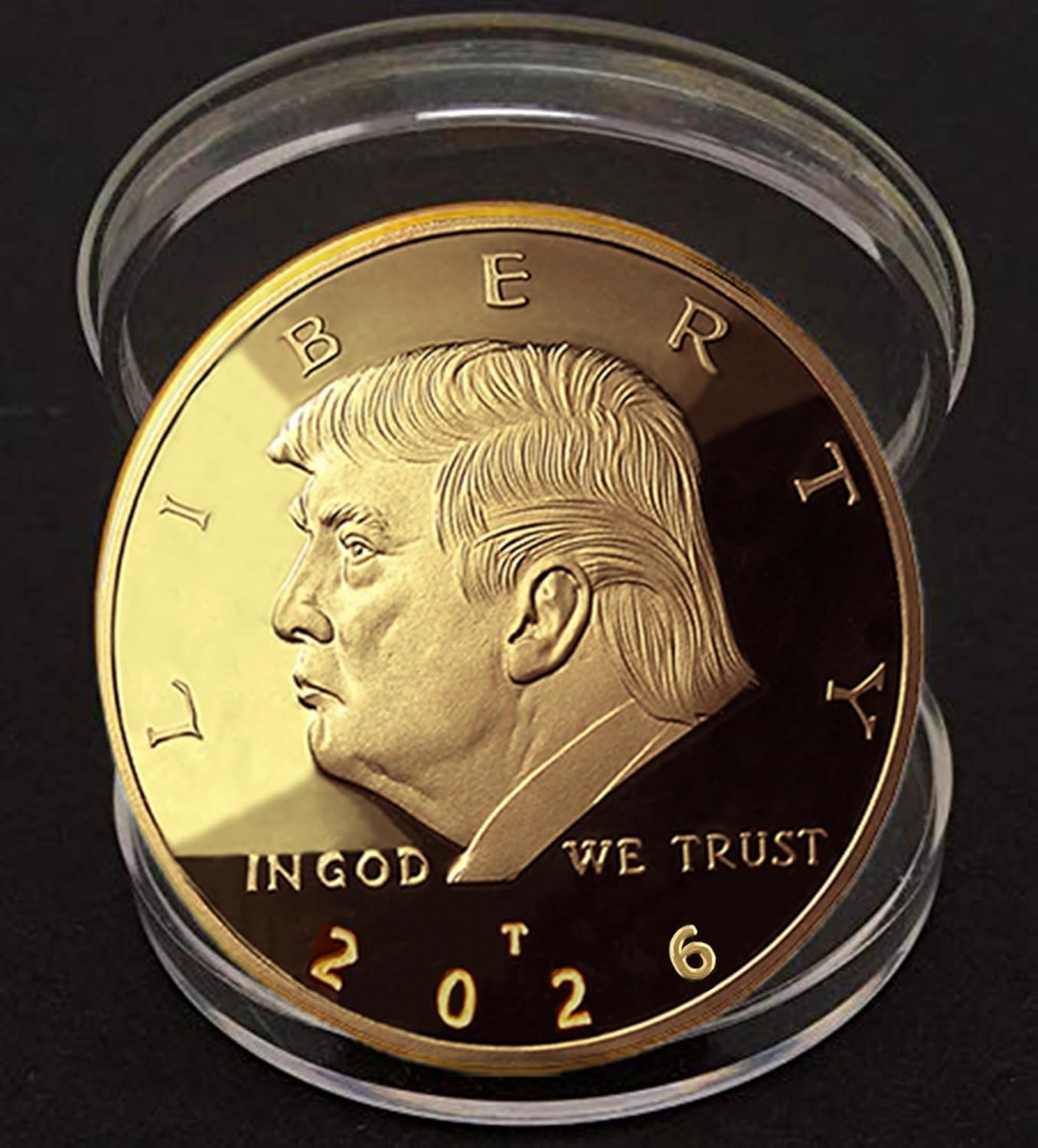 Elegant 2026 Donald Trump Gold Replica Coin with Velvet Case – Collector’s Item