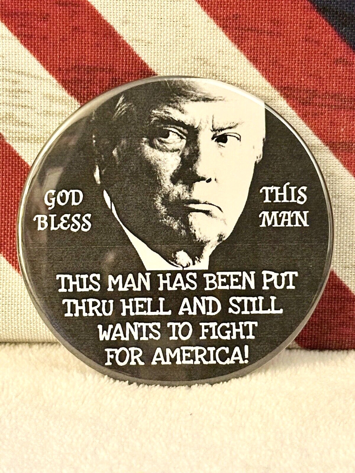 Trump 2024 Anti-Democrat Political “Satire” Pin-Back Button 3″ Round ENDING SOON