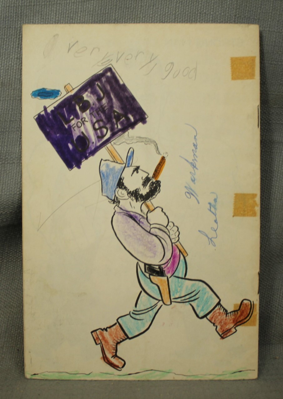 Vintage 1960s Political coloring book/booklet US president LBJ Tattooed Man