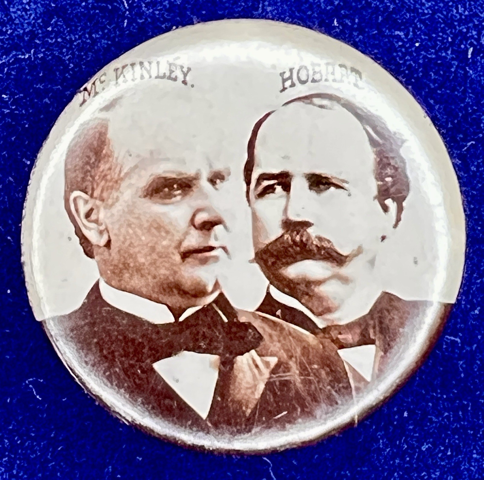 1896 McKinley Hobart Jugate Celluloid Lapel Stud 7/8”