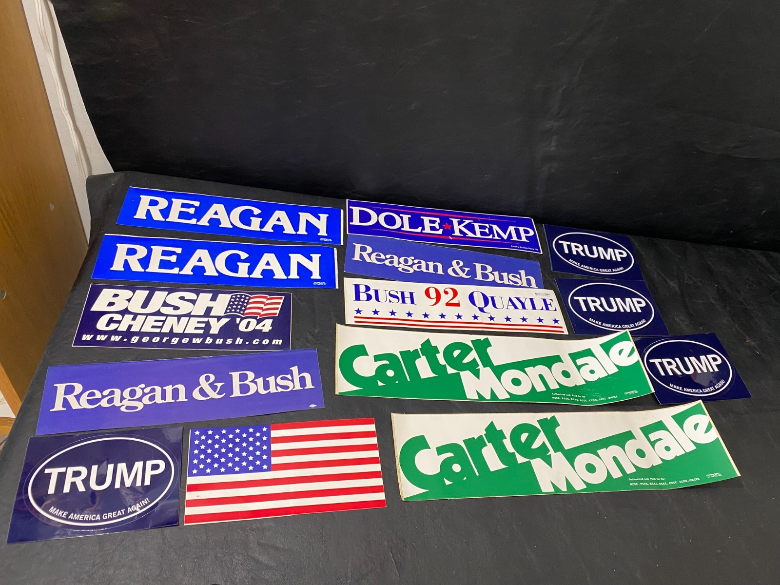 Bumper Sticker Lot Reagan Bush Trump Carter Mondale Dole Kemp Quayle Cheney