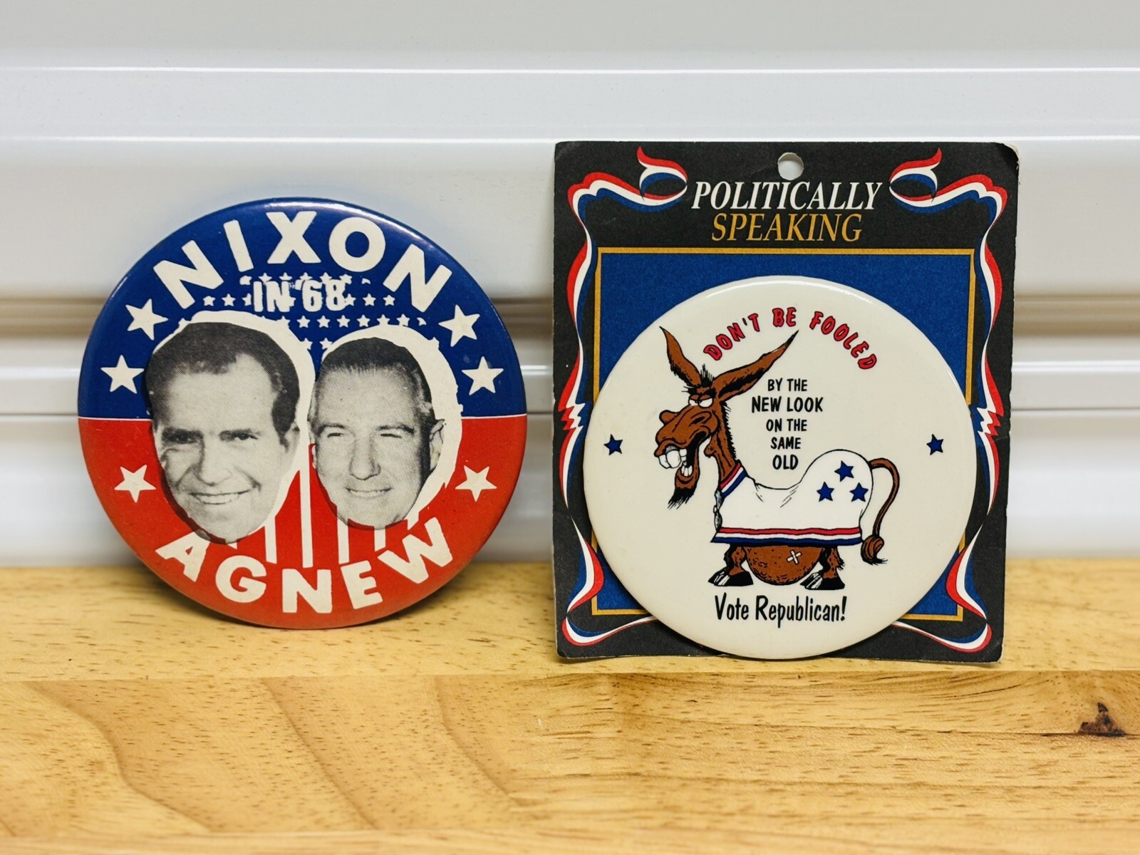 Political Buttons Nixon / Agnew 68’ And Politically Speaking Republican Humor