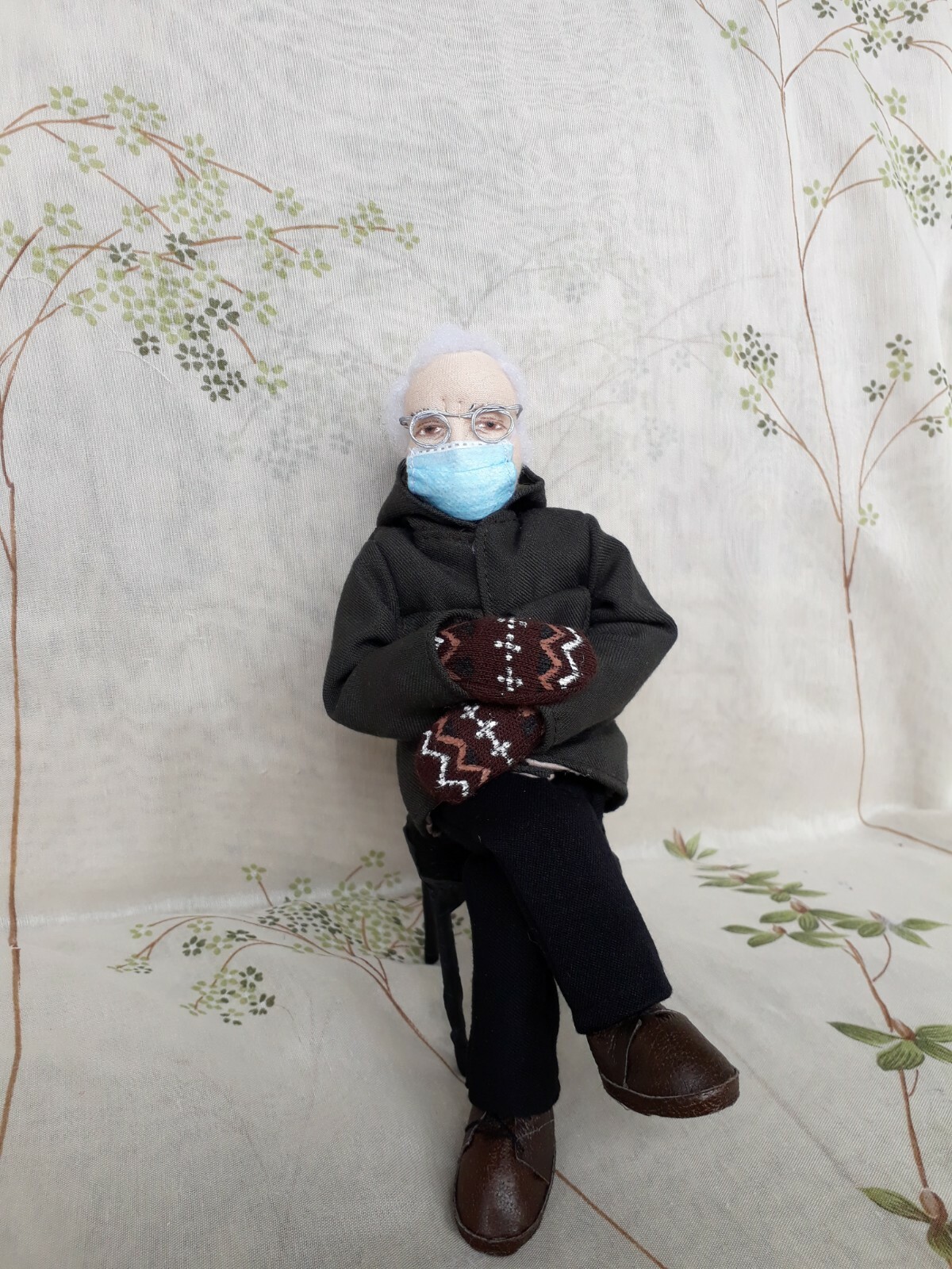 Bernie Sanders Inauguration Doll, Bernie Sanders Meme, cold Bernie with mittens