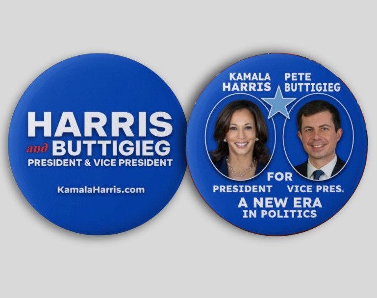 Kamala Harris Pete Buttigieg President VP 2024 Pin Buttons Political Democrat