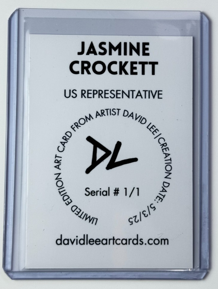 Jasmine Crockett Limited Artist Signed “US Representative” Refractor Card 1/1