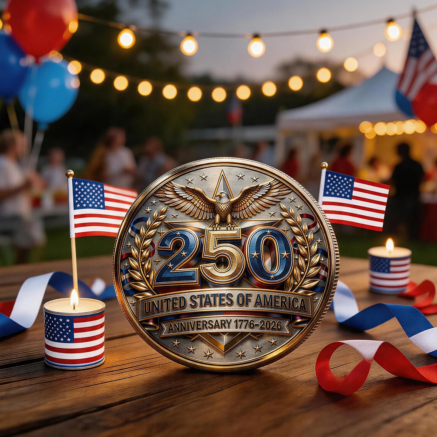 Commemorative Coin USA 250th Anniversary Patriotic Landmarks Collectible Metal K